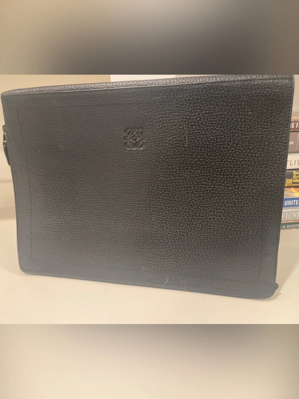 Loewe Anagram Leather Document Case/Laptop Case Grained Calfskin unisex